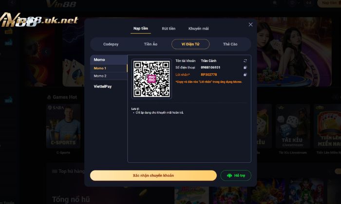 Nạp tiền qua ví điện tử cũng được nhiều người lựa chọn